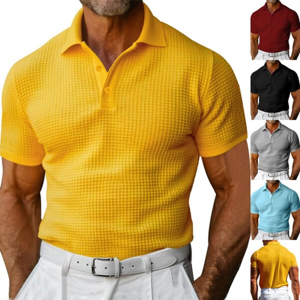 Men’s Waffle Short Sleeve Polo Shirt – Casual Summer Style.