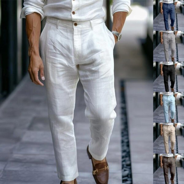 Men's Casual Linen Pants – Breathable, Solid Color, Perfect for Outdoor Comfort