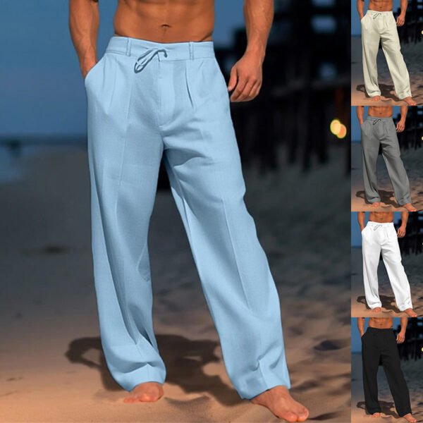 Men's Casual Wide-Leg Drawstring Pants with Pockets – Relaxed Fit Fashion Trousers